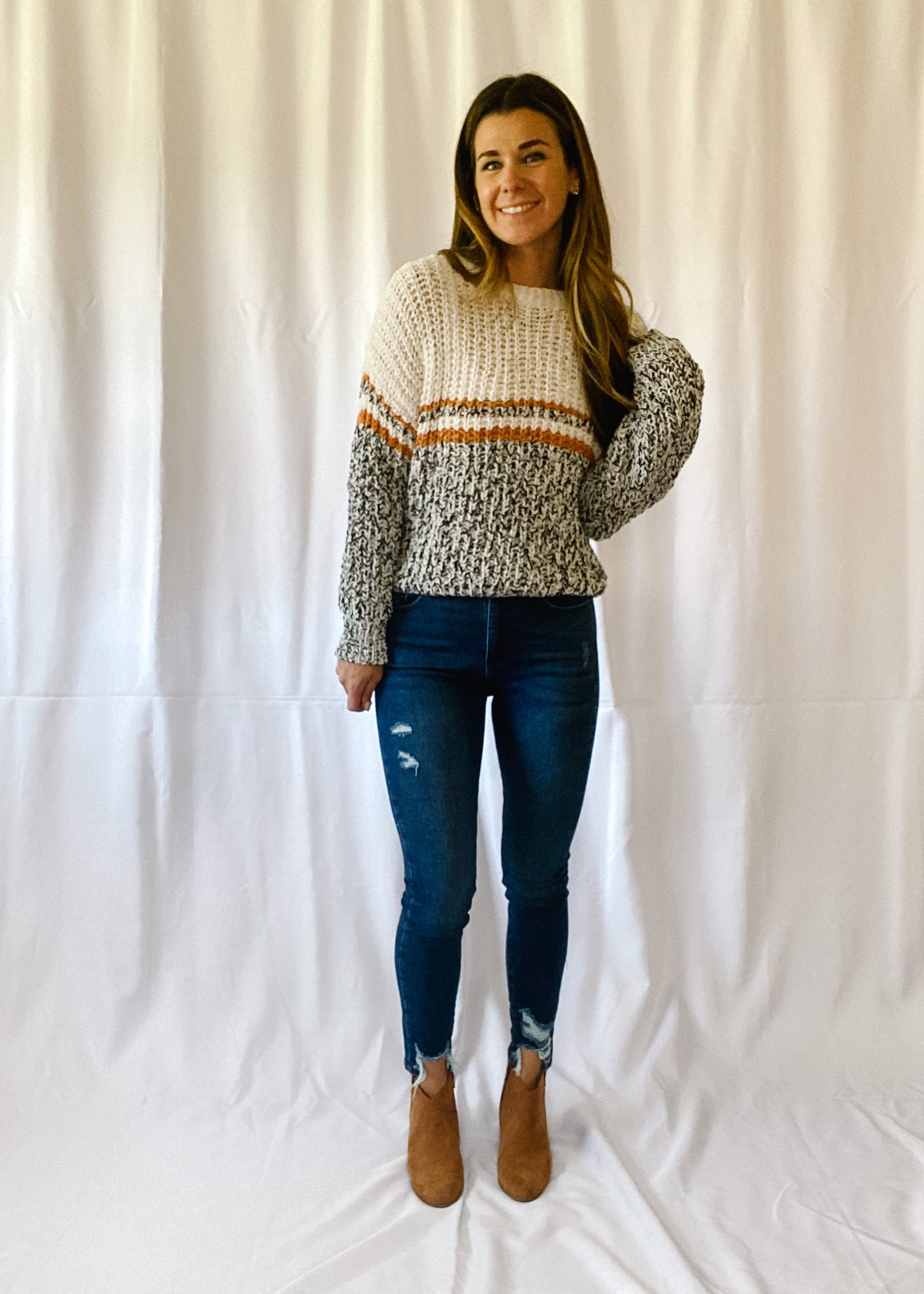 Sipping Cider Color Block Sweater
