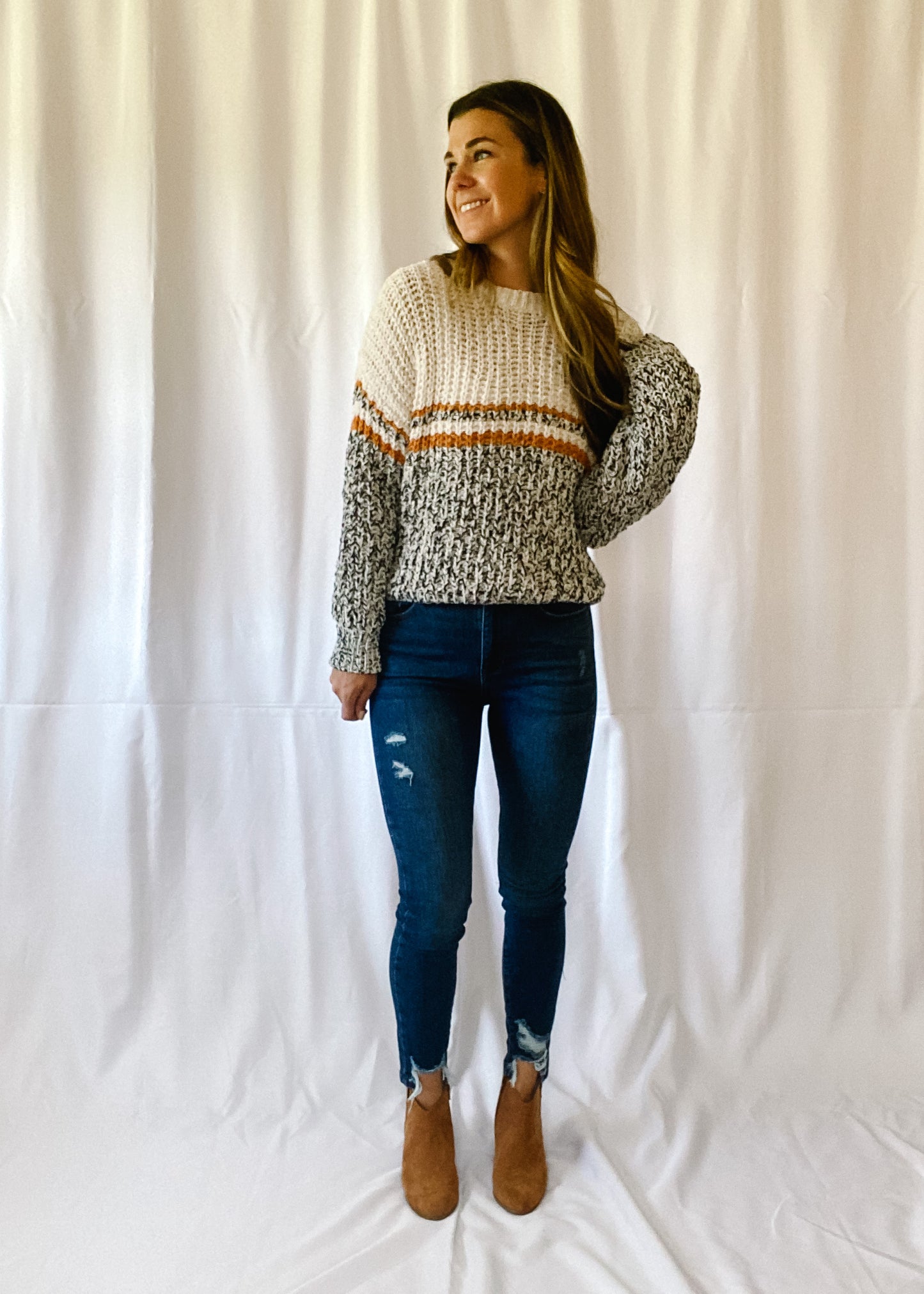 Sipping Cider Color Block Sweater