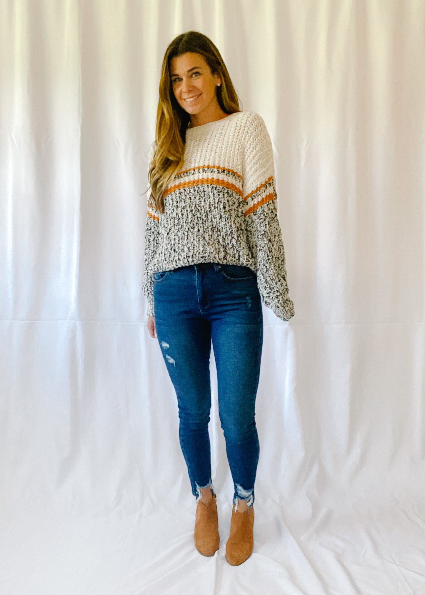 Sipping Cider Color Block Sweater