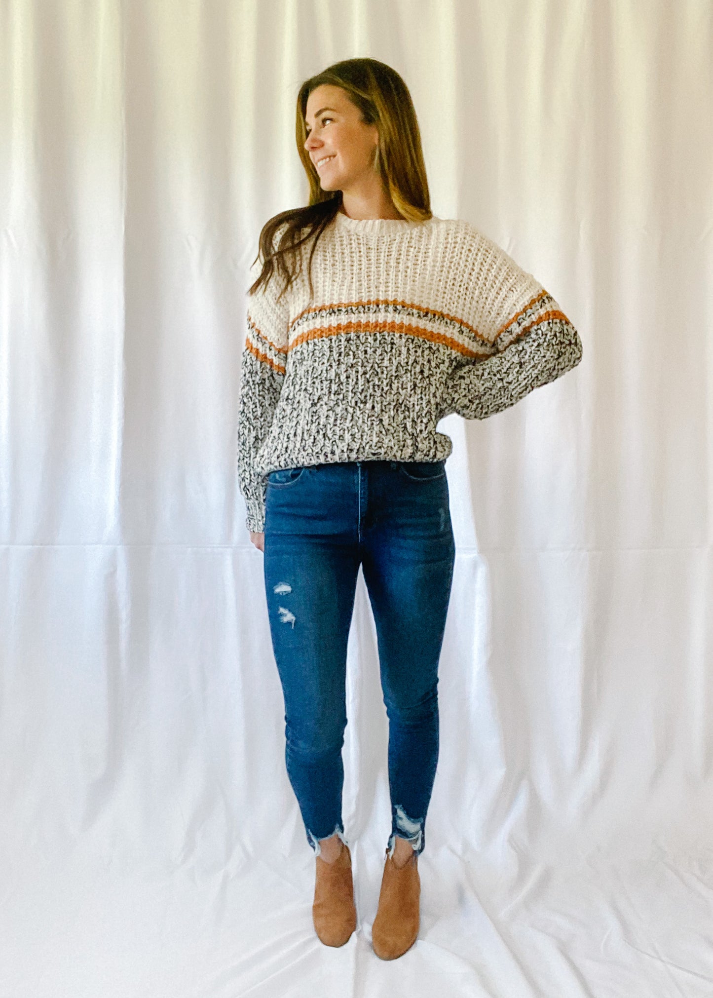 Sipping Cider Color Block Sweater