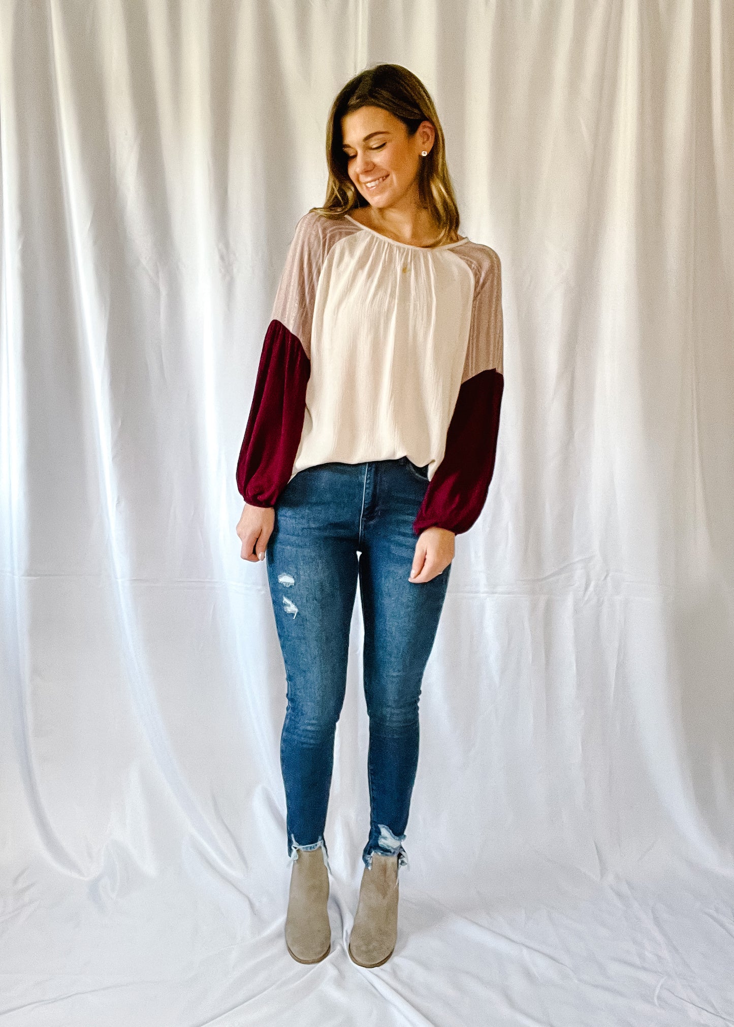 On Cloud Wine Blouse