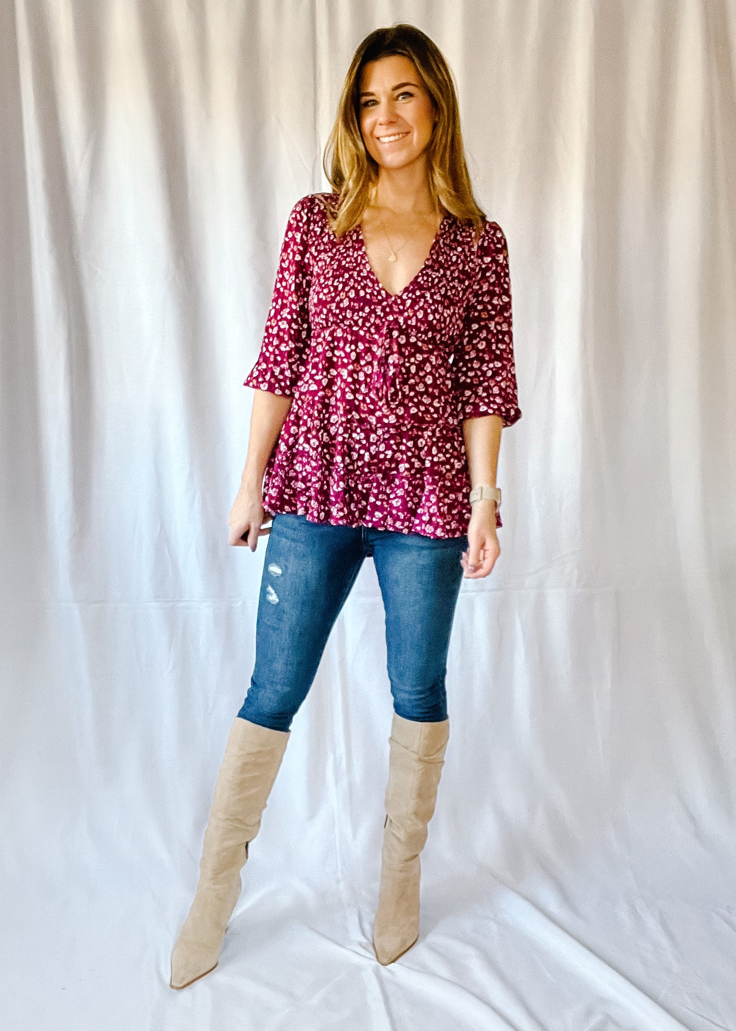 Florals for Fall Tiered Blouse