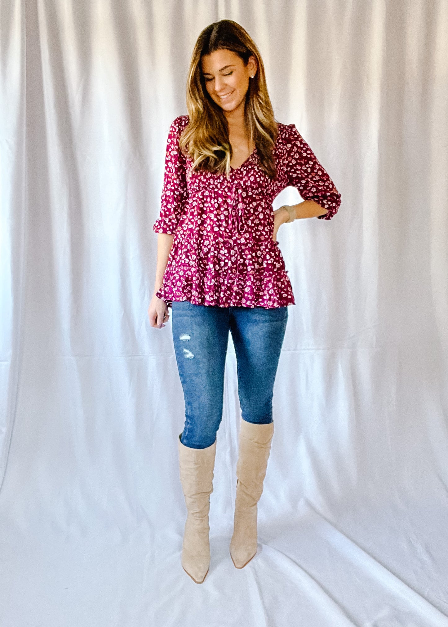 Florals for Fall Tiered Blouse