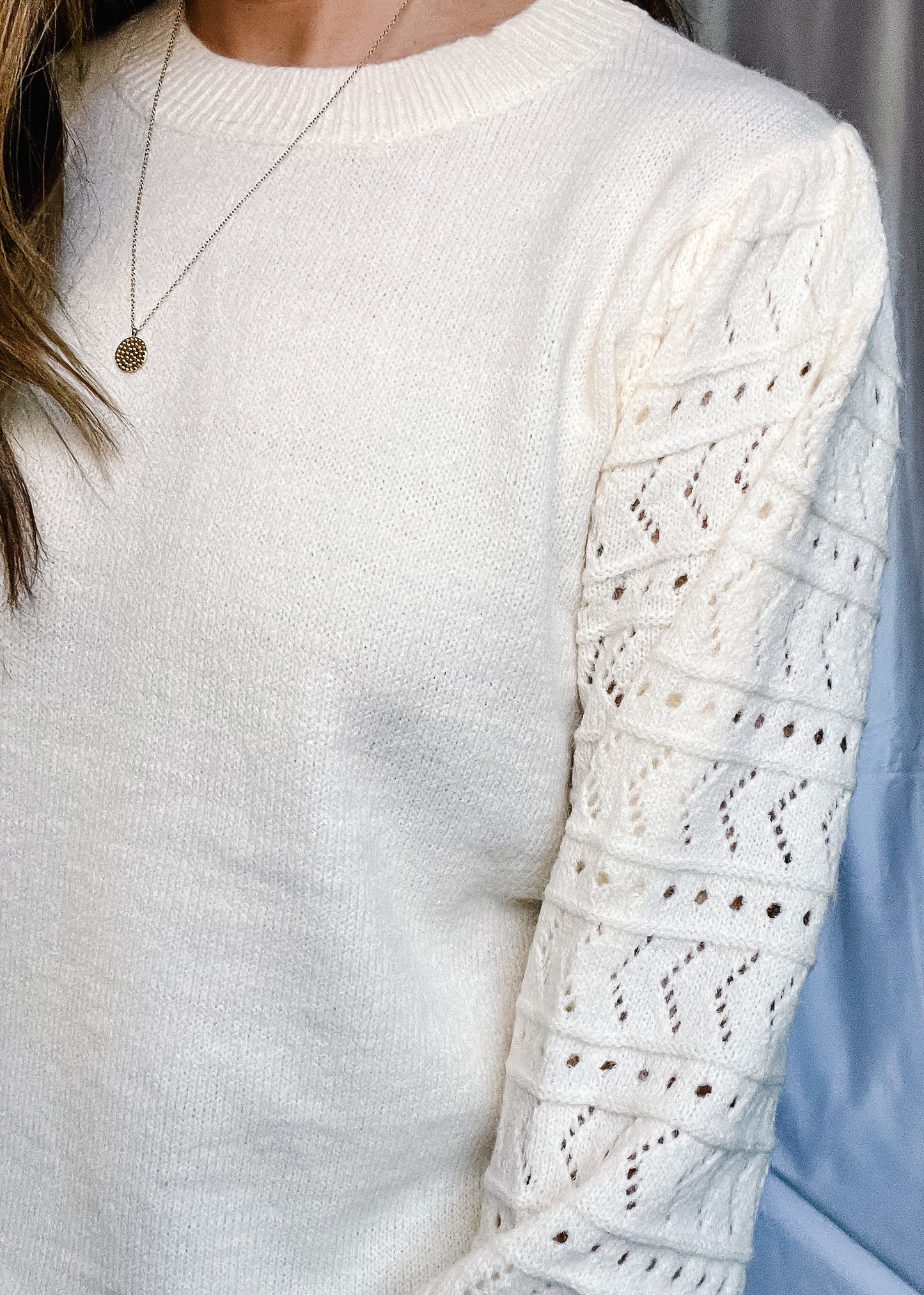 Love Always Detailed Puff Sleeve Sweater