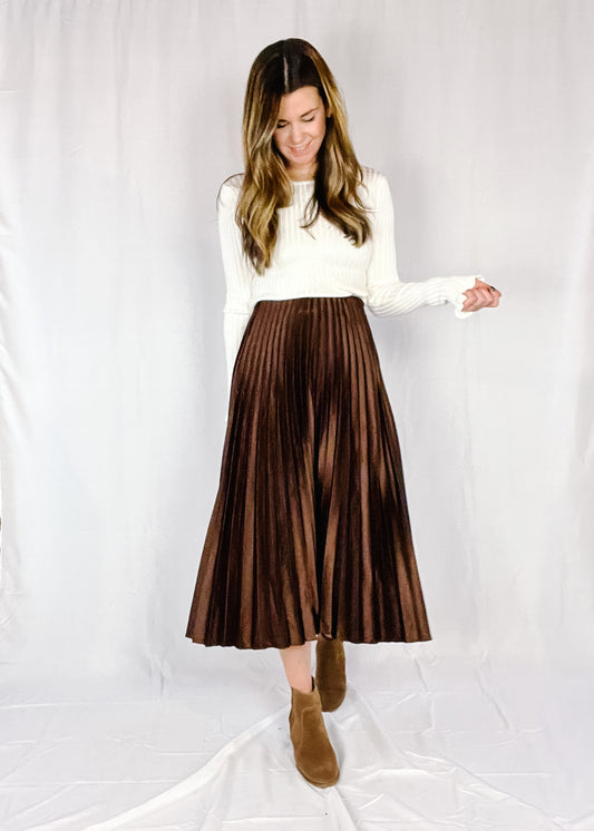 So Lavish Pleated Midi Skirt