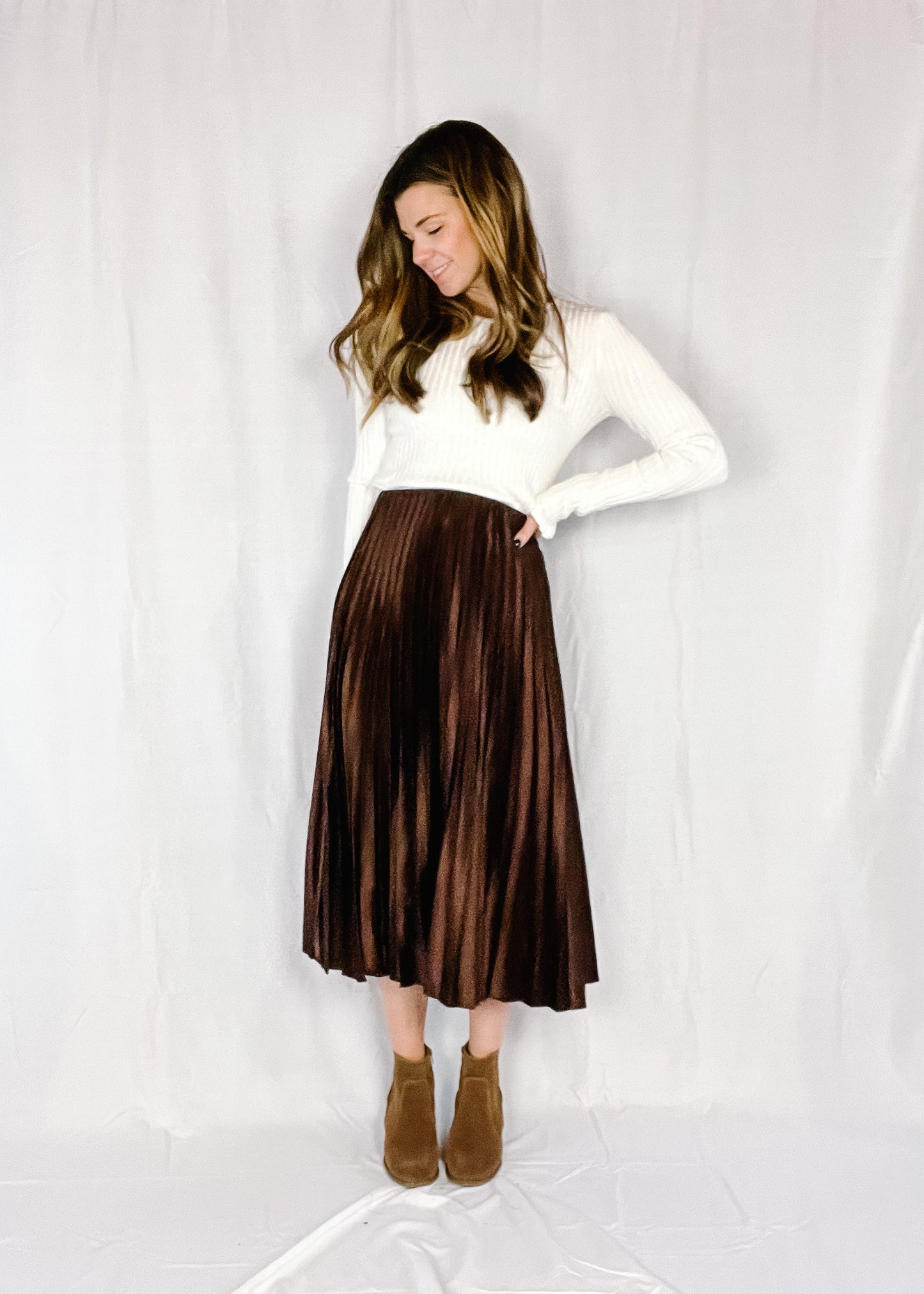 So Lavish Pleated Midi Skirt