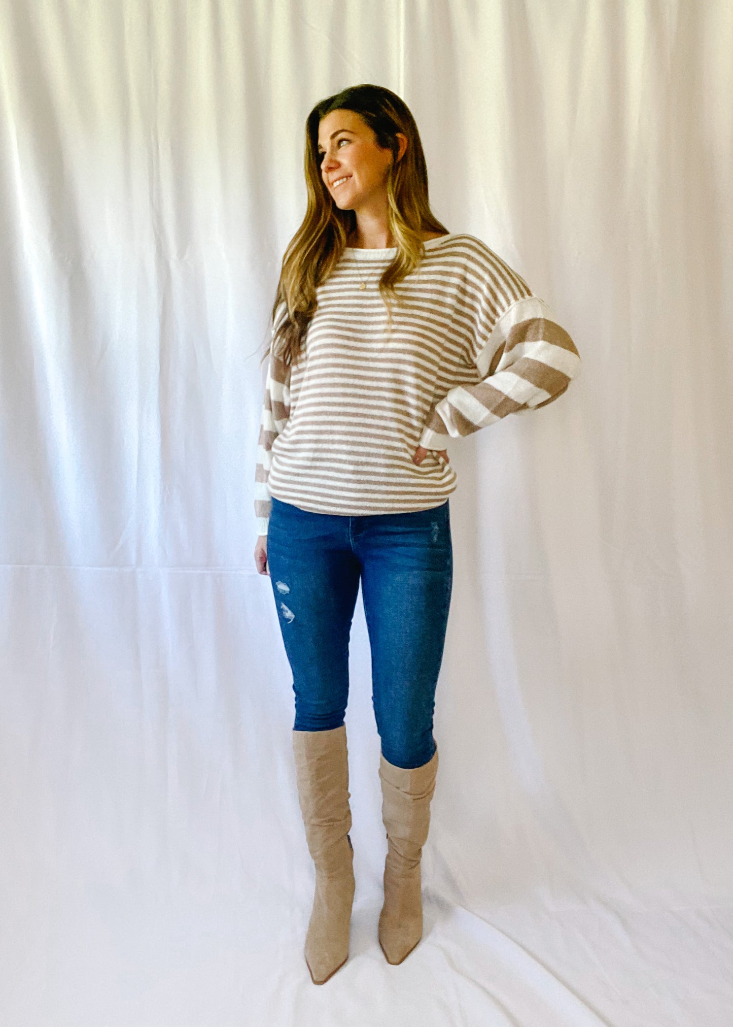 On Demand Striped Pullover Sweater