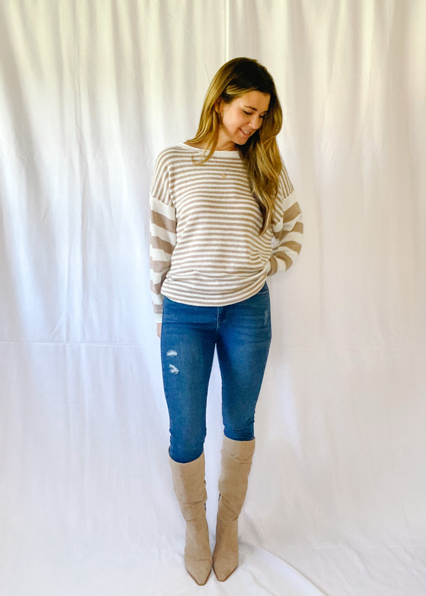 On Demand Striped Pullover Sweater