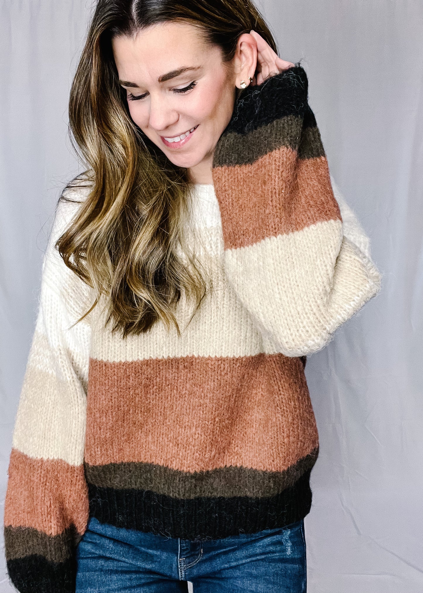 Neutral Hues Color Block Sweater
