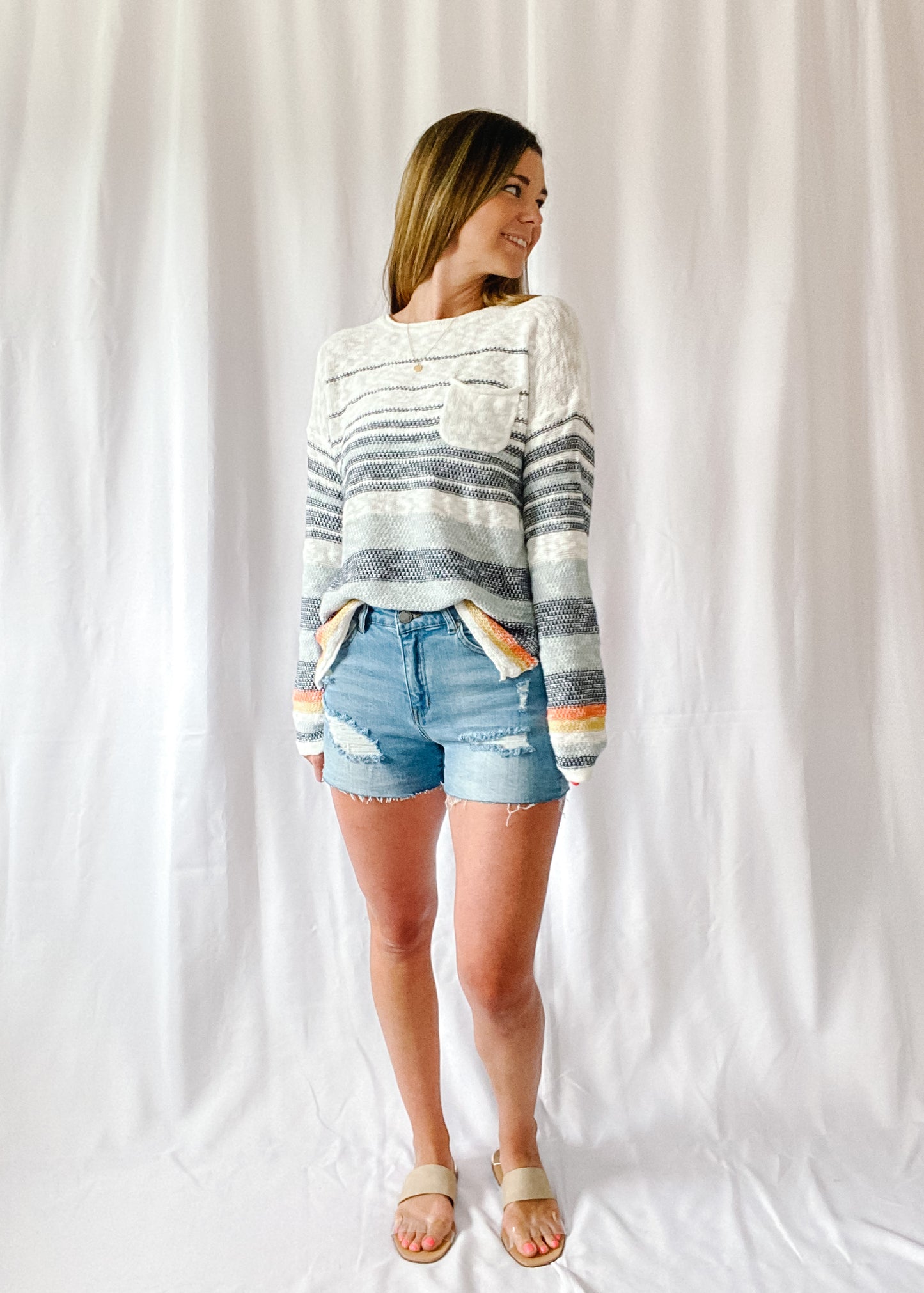 Bonfire Babe Striped Pullover Sweater