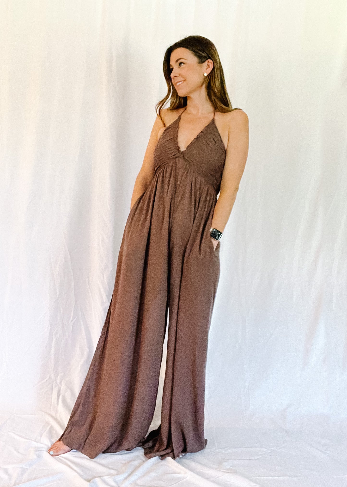 Showstopper Halter Top Pocketed Jumpsuit